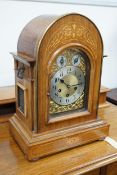 A late Victorian marquetry inlaid rosewood chiming bracket clock, height 45cm