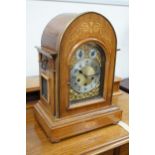 A late Victorian marquetry inlaid rosewood chiming bracket clock, height 45cm