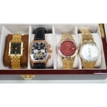 Four gentleman's modern assorted gilt steel mainly quartz wrist watches, including two Ingersoll,