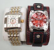 Two gentleman's modern stainless steel Vostok Europe automatic wrist watches, Red Square and