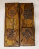 Two Jerusalem ware olive wood book slides, 39cm long