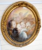 19th century English School, reverse painting on glass, 'Reynold's Angels', 63 x 52cm