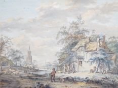 Dirk Jan van der Laan (1759-1829), set of four colour prints, 18th century Dutch landscapes,