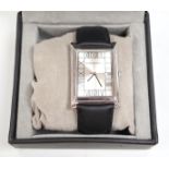 A gentleman's modern stainless steel 'Rennie Mackintosh' quartz square dial wrist watch, with