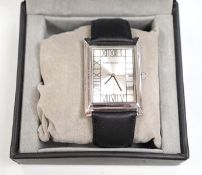 A gentleman's modern stainless steel 'Rennie Mackintosh' quartz square dial wrist watch, with