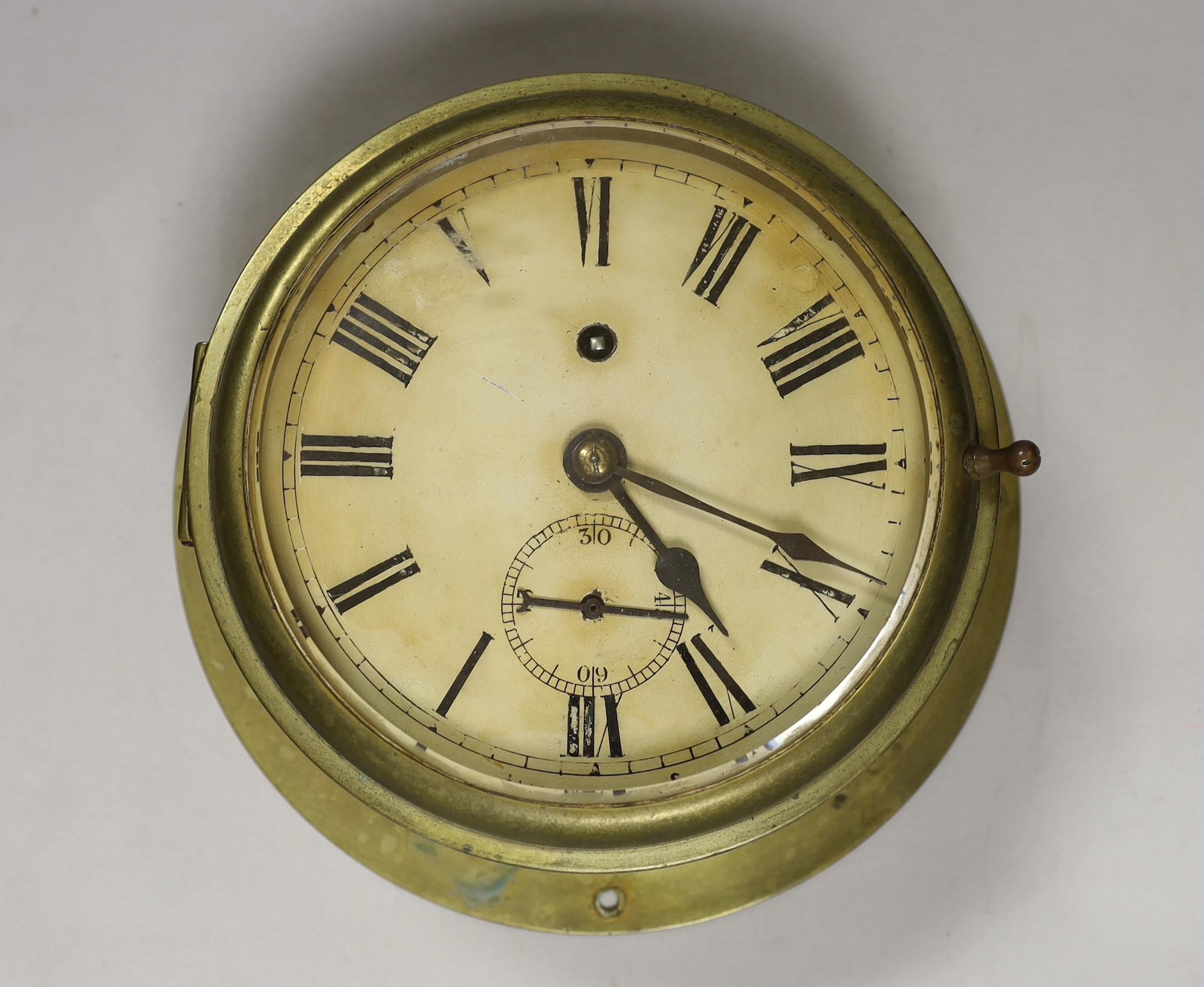 A brass fusee ship's clock