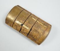 A 19th century Japanese gold lacquered four section inro, unsigned, 9cm high