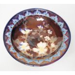 Jonathan Chiswell Jones and Kerry Bosworth - a lustre wall-plate with dog rose, No. 8401, 30cm.