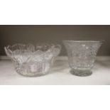 Two early 20th century large cut glass bowls, largest 38cm diameter