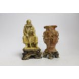 Two Chinese soapstone carvings, 19cm