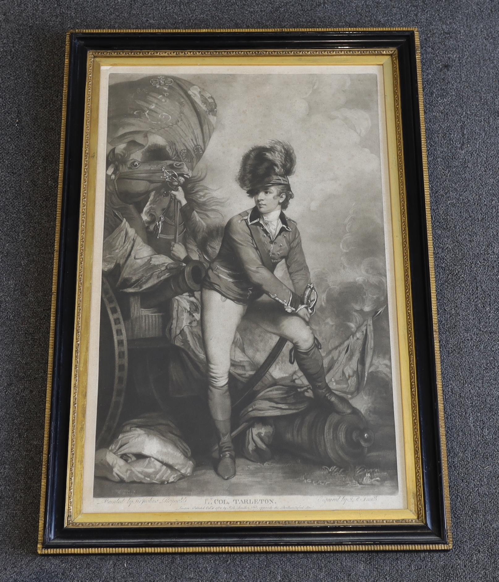 John Raphael Smith after Sir Joshua Reynolds, mezzotint, 'Lt. Col. Tarleton', published by Smith - Image 2 of 2