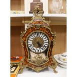 A French Louis XV style inlaid mantel clock, 56cm