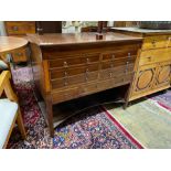 An Edwardian style satinwood banded mahogany five drawer chest, width 93cm, depth 46cm, height 80cm
