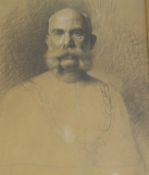 Leopold Horovitz (1838-1917), chalk and charcoal preparatory drawing for a portrait of Kaiser