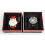 Two gentleman's modern gilt stainless steel Vostok Europe automatic wrist watches, including Dual