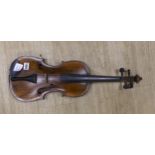 A small student's violin, unlabelled