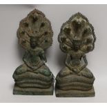 Two Cambodian bronze figures of Buddha, tallest 27cm high