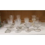 A group of Georgian to 20th century small drinking glasses, tallest 12.5cm (12)