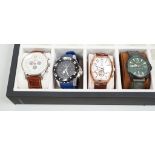 Four gentleman's assorted modern steel or gilt metal wrist watches including WM of Switzerland