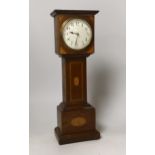 An Edwardian miniature longcase clock with enamelled dial, 39cm