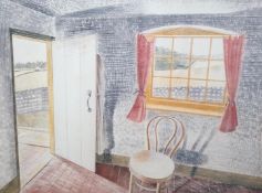 After Eric Ravilious, colour print, Cottage interior, signed in the plate and dated 1939, 34 x 45cm