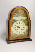 A Victorian style maple mantel clock, 37cm high