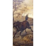 Rowland Wheelright (1870-1955), oil on board, Running horse in a landscape, Ruskin Gallery label