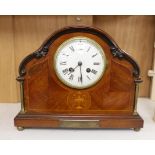 An Edwardian inlaid mantel timepiece, 30.5cm wide