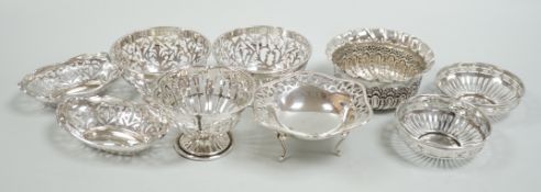 A modern pair of pierced silver sweetmeat bowls, by C.J. Vander Ltd, diameter 84mm, a pair of