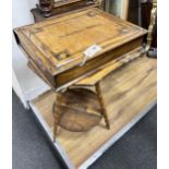 Judaica - a Jerusalem olive wood table, width 38cm and a similar bible box, inscribed 'Abrahams