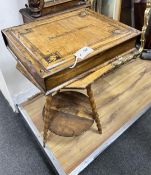 Judaica - a Jerusalem olive wood table, width 38cm and a similar bible box, inscribed 'Abrahams