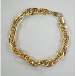 A 20th century Italian 750 yellow metal bracelet, 19cm, 14.2 grams.