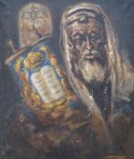 Rachmael-Ben-Zalman, oil on canvas, Portrait of a Rabbi, signed and dated '24, 60 x 50cm