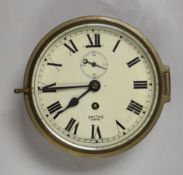 A Smiths brass bulkhead ship's timepiece