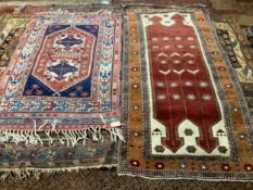 Two modern Caucasian style rugs, 197 x 96cm & 145 x 98cm