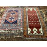 Two modern Caucasian style rugs, 197 x 96cm & 145 x 98cm