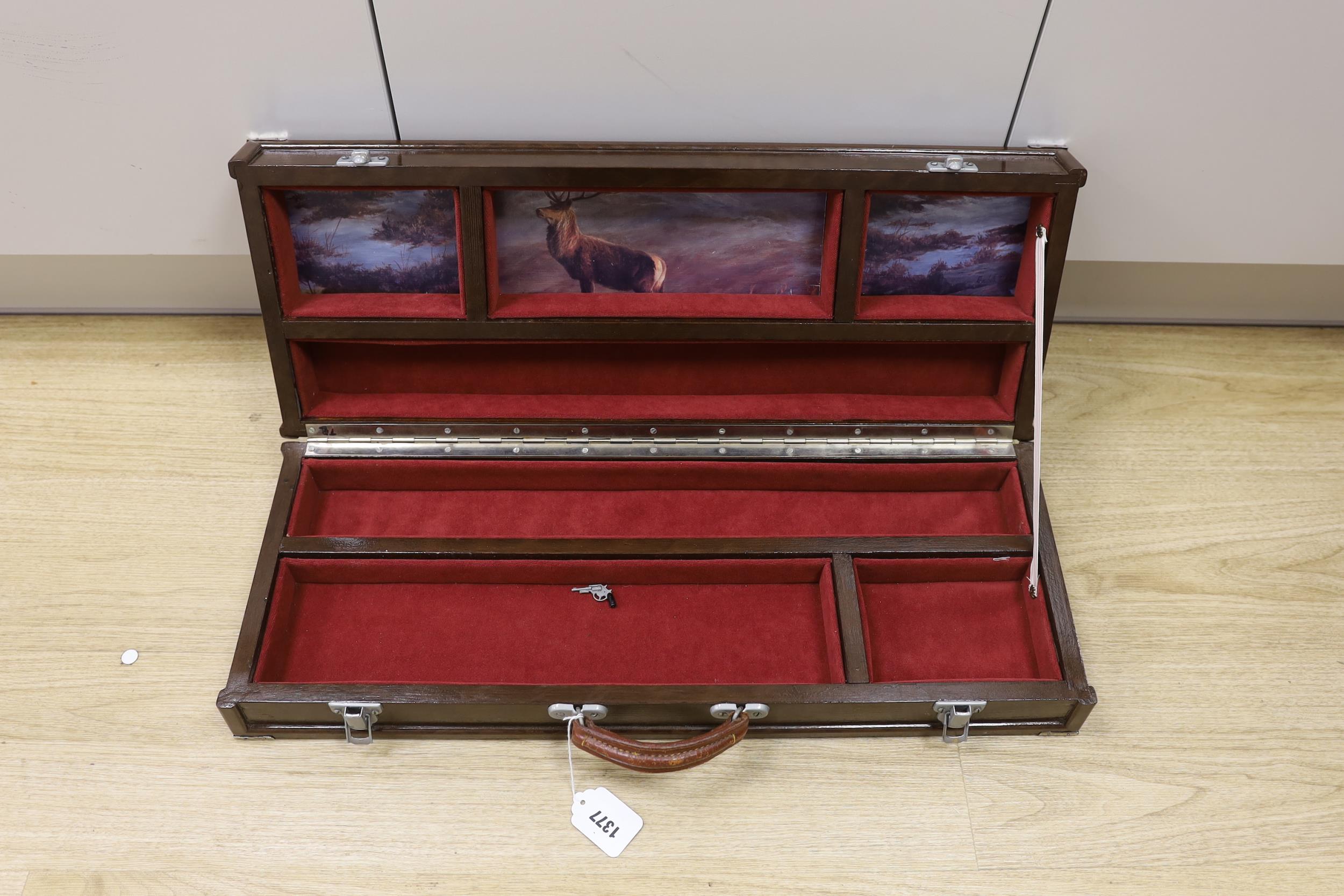 A gun box, 67cm long, 15.5cm deep - Image 2 of 2