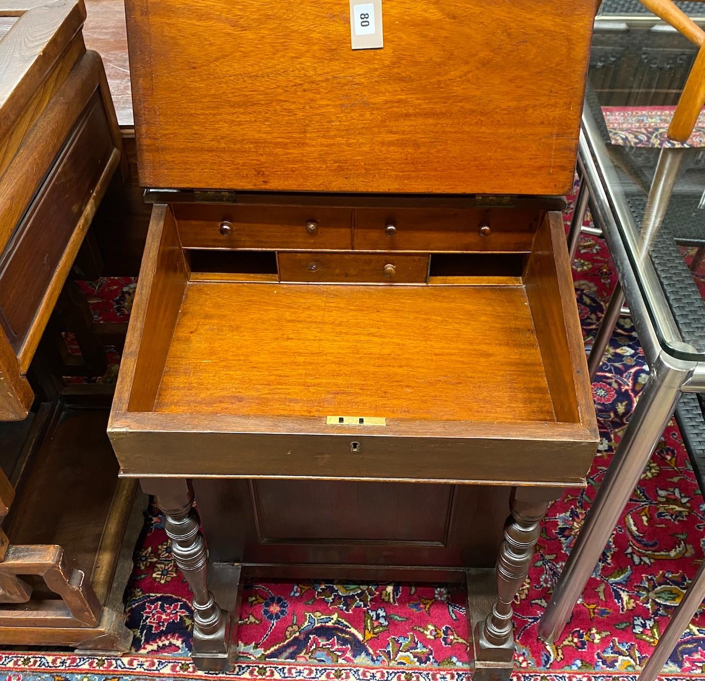 A late Victorian mahogany davenport, width 52cm, depth 52cm, height 91cm - Image 2 of 2