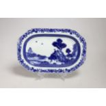 An 18th century Chinese Export blue and white hexagonal dish, 28cm