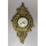 A French brass eight day cartel wall clock, 46cm