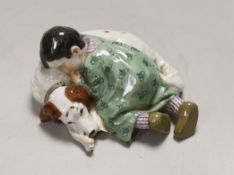A Meissen porcelain ‘boy and dog’ group W.122, early 20th century, modelled by Julius Konrad
