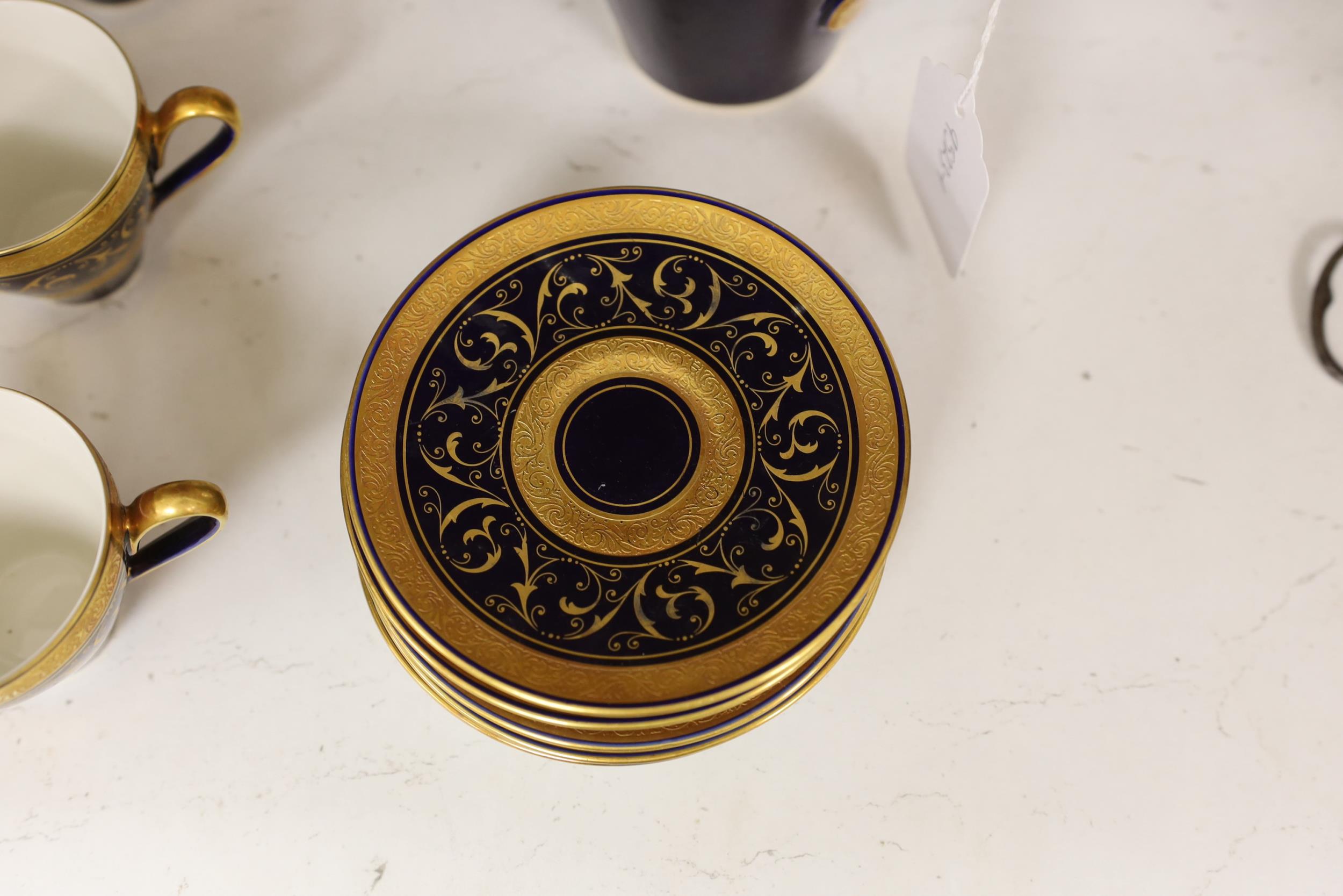 A Lindner cobalt and gilt part coffee set - Image 4 of 5