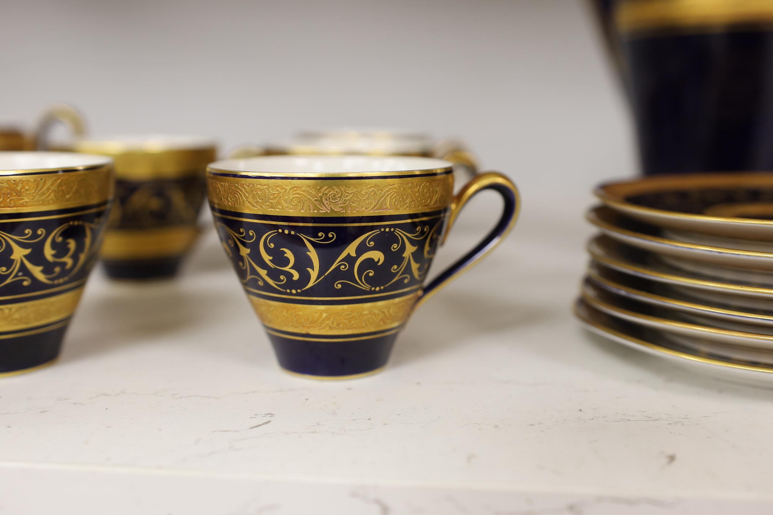 A Lindner cobalt and gilt part coffee set - Image 3 of 5