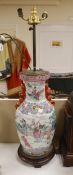 A Chinese famille rose ‘immortals’ vase converted to a lamp, 54cm to top of vase