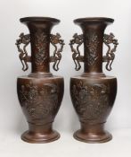 A pair of Japanese Meiji period bronze vases, 45.5cm