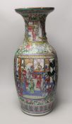 A large 19th century Chinese Export famille rose baluster vase, 60cm (extensive damage)