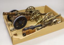 Six model artillery cannons