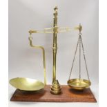 A set of Victorian brass balance scales and weights