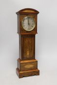 An Edwardian miniature inlaid longcase clock with silvered dial, 46cm