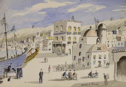 Herbert L. Peacock (1910-2011), ink and watercolour, 'On the Isle of Mykonos', signed, 24 x 34cm